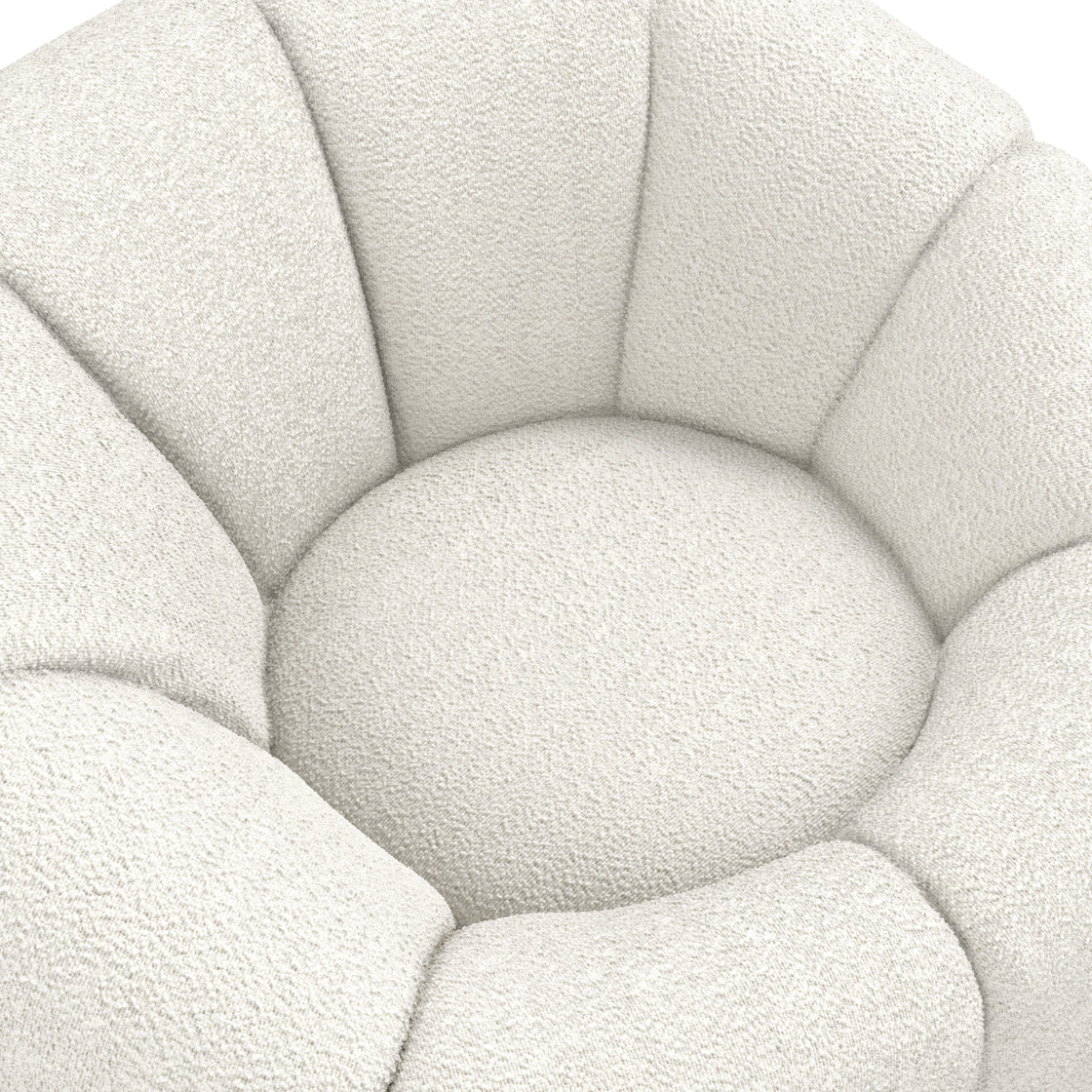 Nao Ivory White Boucle Swivel Accent Chair